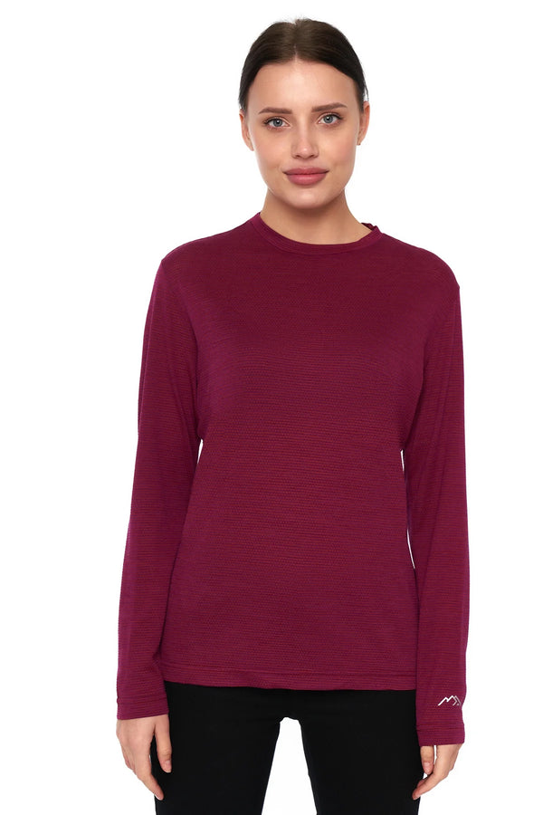 Damen Merino Langarmshirt 170 Lila gewebt