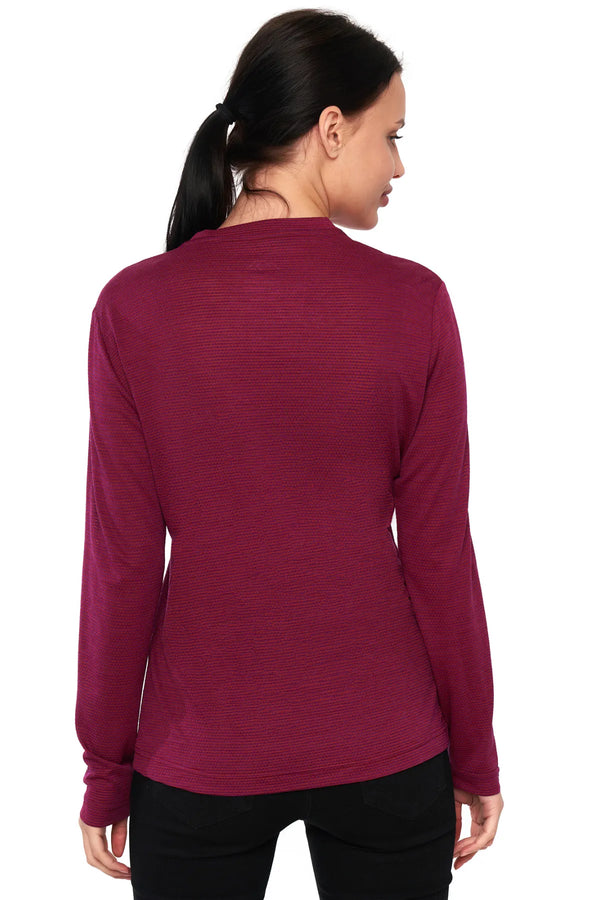 Damen Merino Langarmshirt 170 Lila gewebt