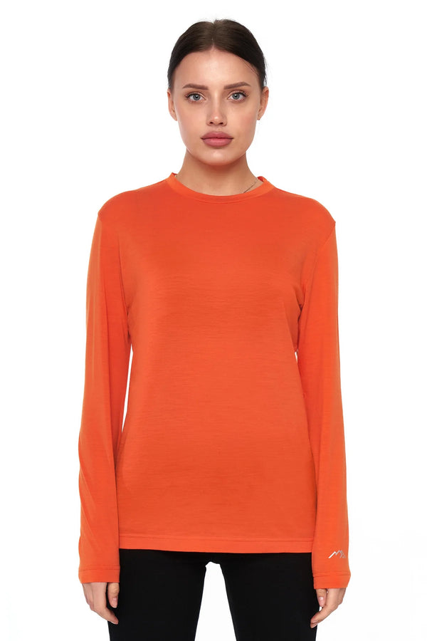Damen Merino Langarmshirt 170 Papaya Orange