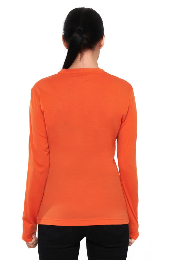 Damen Merino Langarmshirt 170 Papaya Orange