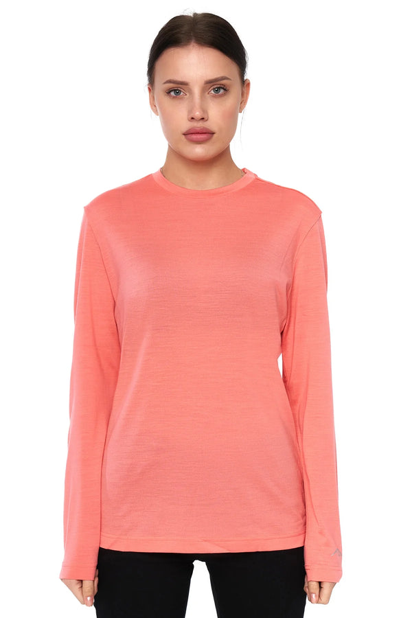 Damen Merino Langarmshirt 170 Lachsrosa