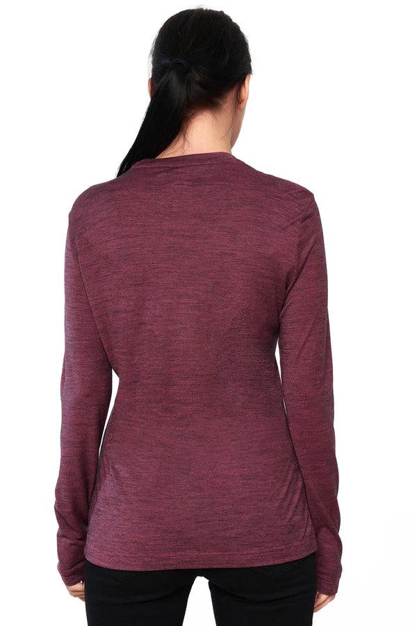 Damen Merino Langarmshirt 170 Merlot Lila
