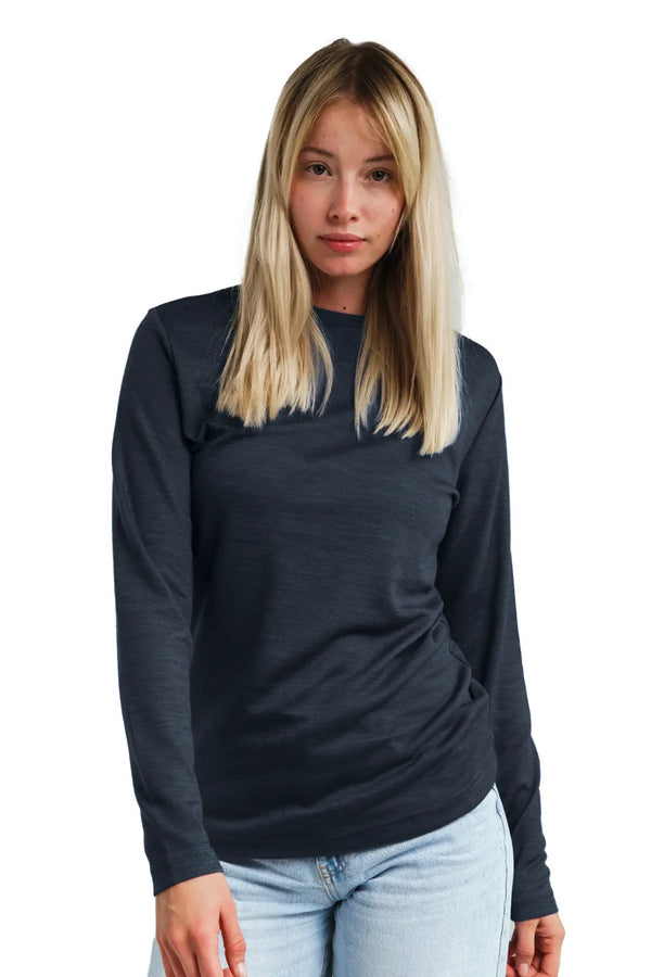 Damen Merino Langarmshirt 165 Dunkelgrau