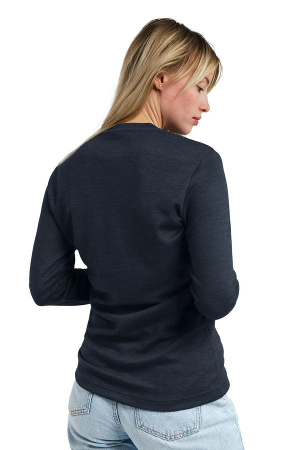 Damen Merino Langarmshirt 165 Dunkelgrau
