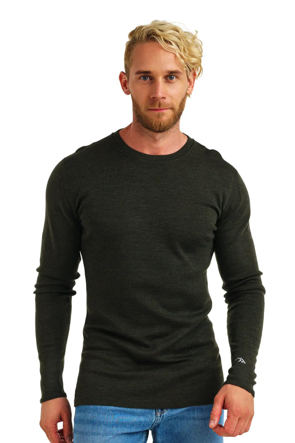 Merino Langarmshirt 320 für Herren, Armeegrün