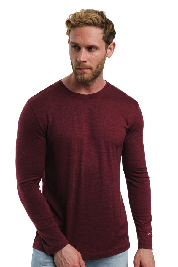 Herren Merino Langarmshirt 165 Burgund