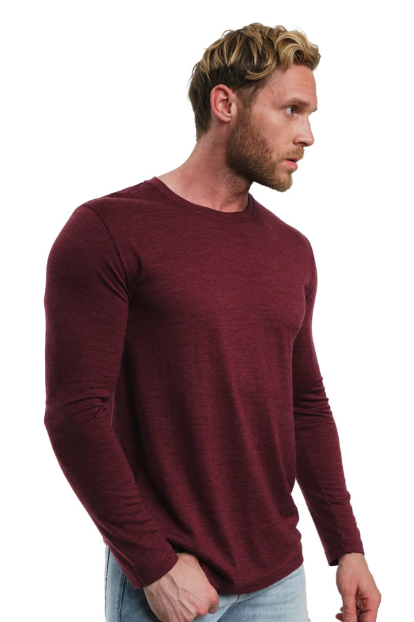 Herren Merino Langarmshirt 165 Burgund