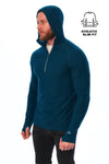 Kapuzenpullover mit halbem Reißverschluss aus Merinowolle für Herren, 190 Deep Teal