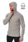 Herren-Kapuzenpullover aus Merinowolle mit halbem Reißverschluss 190 Heather Grey