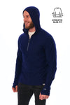 Herren-Kapuzenpullover aus Merinowolle mit halbem Reißverschluss 190 Navy