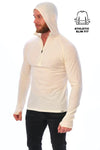 Herren-Kapuzenpullover aus Merinowolle mit halbem Reißverschluss 190 Off White