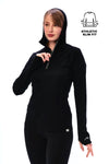 Damen Merinowolle Half Zip Hoodie 190 Schwarz