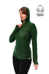 Damen Merinowolle Half Zip Hoodie 190 Oliv