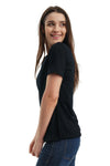 Damen Merino T-Shirt 165 Schwarz | V-Ausschnitt (+Socken)