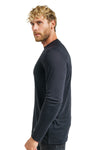Herren Merino Langarmshirt 165 Streifen Schwarz