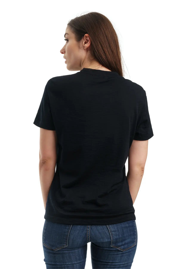 Damen Merino T-Shirt 165 Schwarz | V-Ausschnitt (+Socken)
