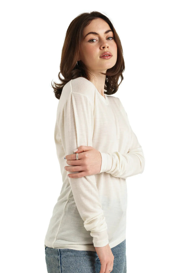 Damen Merino Langarmshirt 165 Schneeweiß