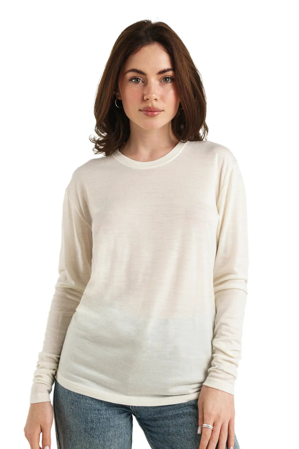 Damen Merino Langarmshirt 165 Schneeweiß