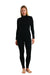 Damen Merino Thermo Set 320 Schwarz Zip-up