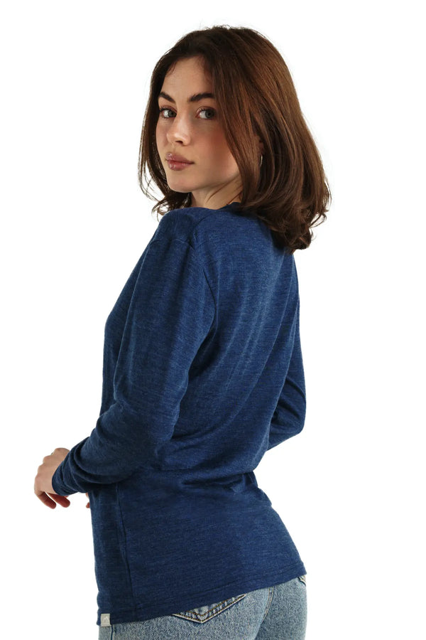 Merino Langarmshirt 165 für Damen Navy