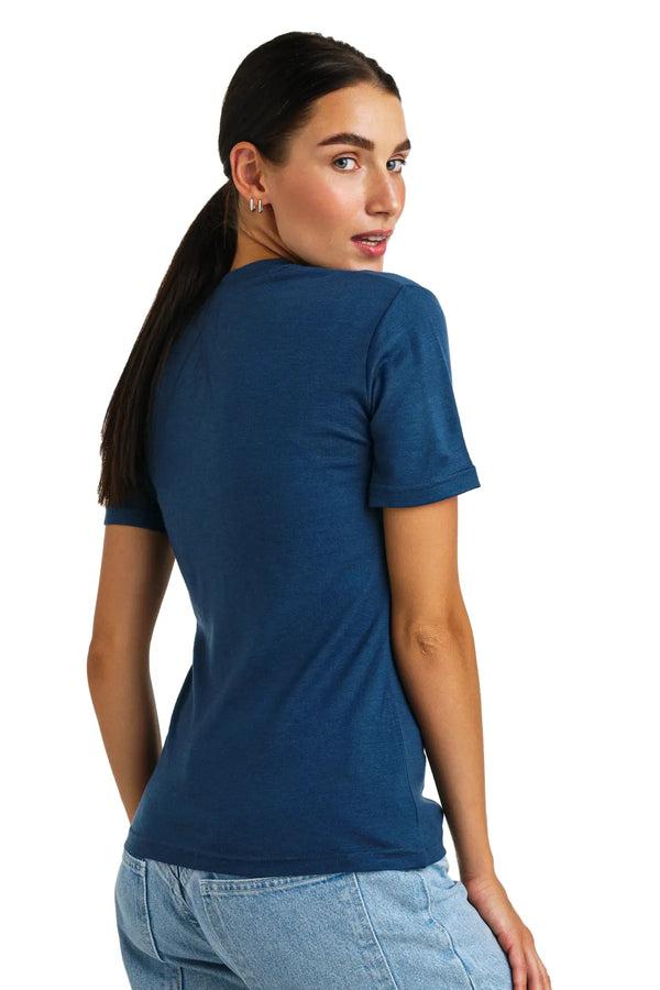 Damen Merino T-Shirt 165 Denim Blue | Rundhalsausschnitt (+Socken)