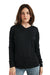 Damen Merino Langarmshirt 165 Heathered Black V-Ausschnitt
