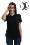 Damen Merino T-Shirt 165 Schwarz | V-Ausschnitt (+Socken)