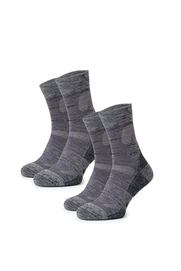 Wandersocken aus Merinowolle - (2er-Pack) Hellgrau