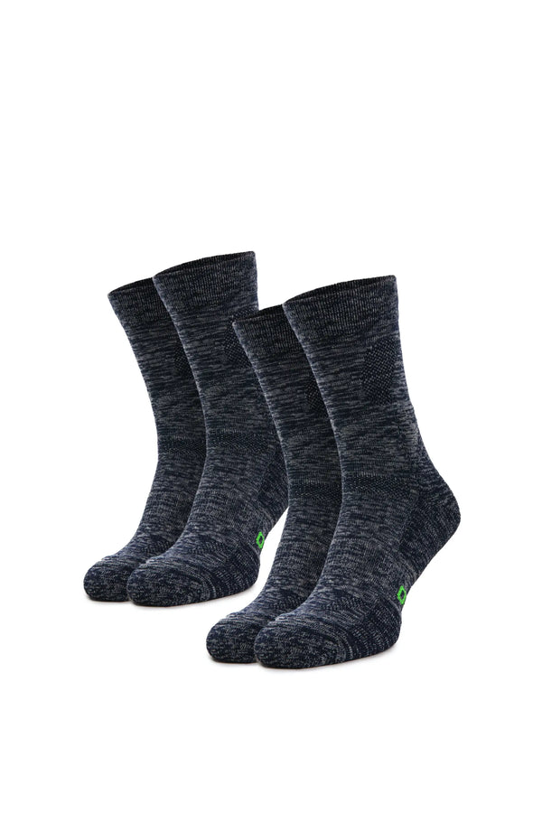 Merino Wool Hiking Socks - (Pack of 2) Black Marble