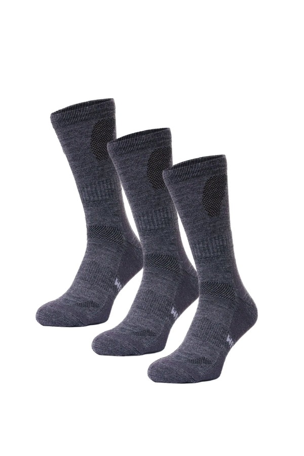 Wandersocken aus Merinowolle - (3er-Pack) Anthrazit