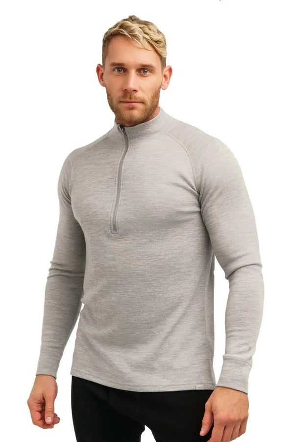Merino Half Zip Langarmshirt 320 für Herren Heather Gray