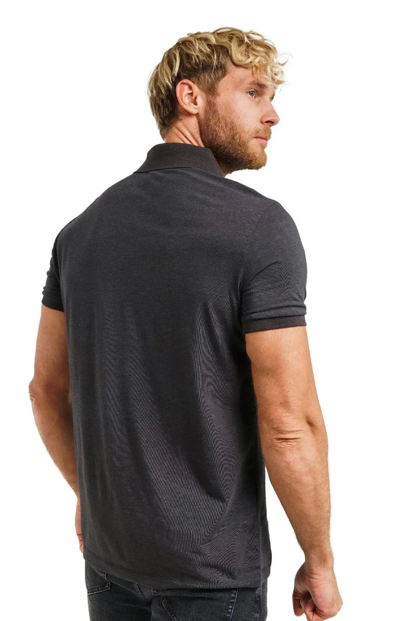 Herren Merino Polo 165 Melange Schwarz