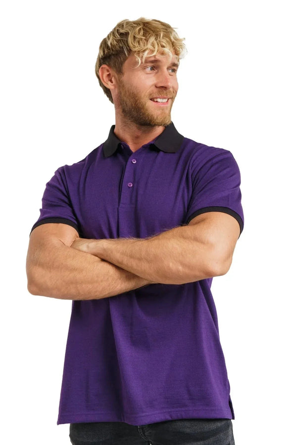 Herren Merino Polo 165 Aubergine Lila