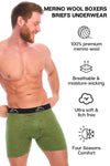 Herren Merino Boxershorts 170 Olivgrün (1er Pack)