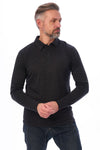 Langarm-Poloshirt aus Merinowolle für Herren, Anthrazit