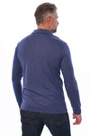 Men's Merino Wool Long Sleeve Polo Windsor Blue