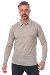 Men's Merino Wool Long Sleeve Polo Melange Grey