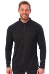 Men's Merino Wool Long Sleeve Polo Charcoal