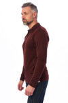 Men's Merino Wool Long Sleeve Polo Bordo Wine