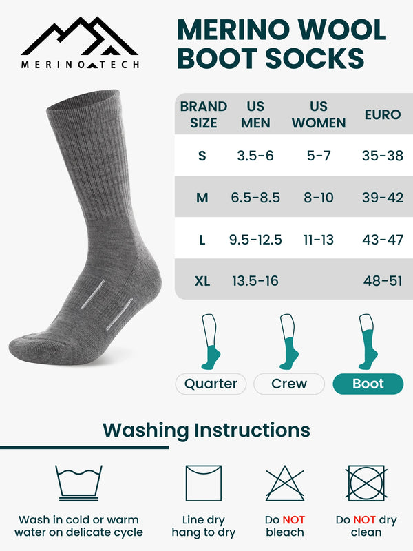 Wandersocken aus Merinowolle - (3er-Pack) Anthrazit
