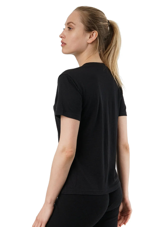 Damen Merino T-Shirt 165 Solid Black | Rundhals