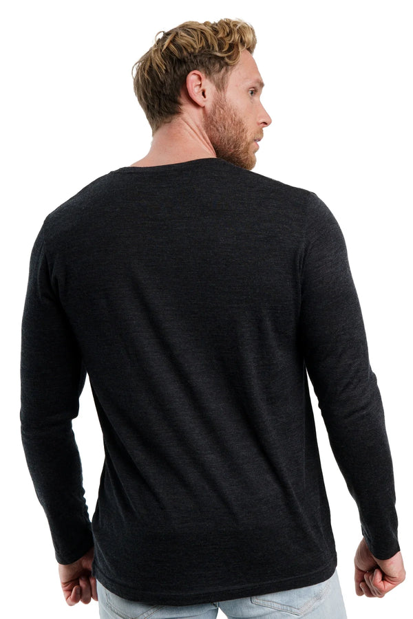 Herren Merino Langarmshirt 165 Heathered Black