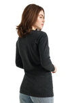 Merino Langarmshirt 165 Anthrazit V-Ausschnitt für Damen
