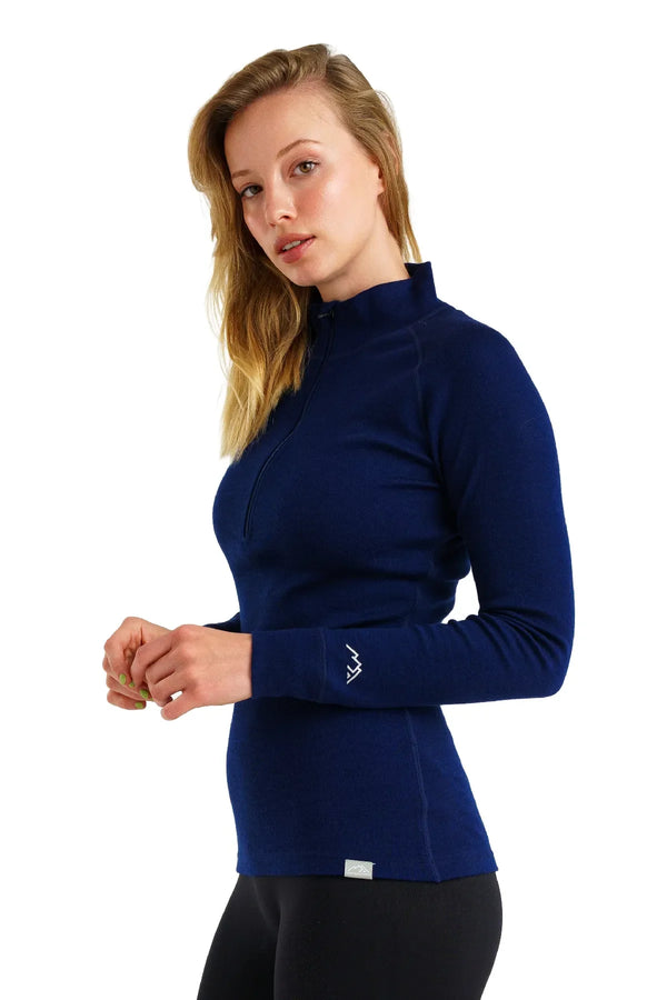 Merino Half Zip 250 für Damen, Marineblau