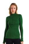 Damen Merino Half Zip Langarmshirt 250 Oliv