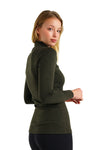 Merino Half Zip Langarmshirt 320 für Damen, Armeegrün
