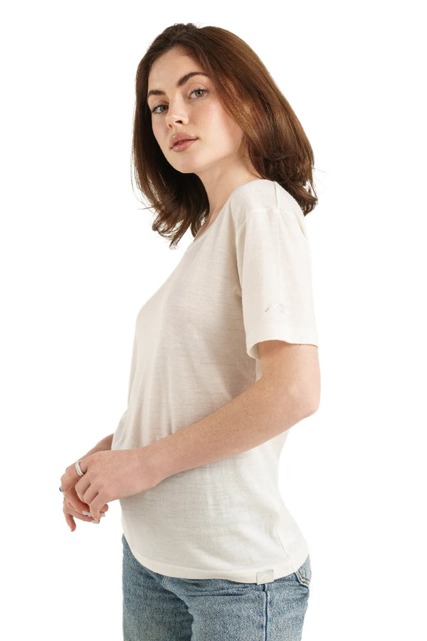 Damen Merino T-Shirt 165 Schneeweiß | Rundhalsausschnitt (+Socken)