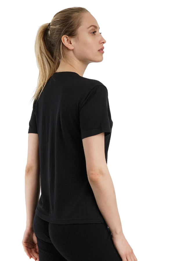 Damen Merino T-Shirt 165 Schwarz | Rundhalsausschnitt (+Socken)
