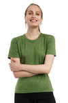 Damen Merino T-Shirt 165 Olivgrün | Rundhals