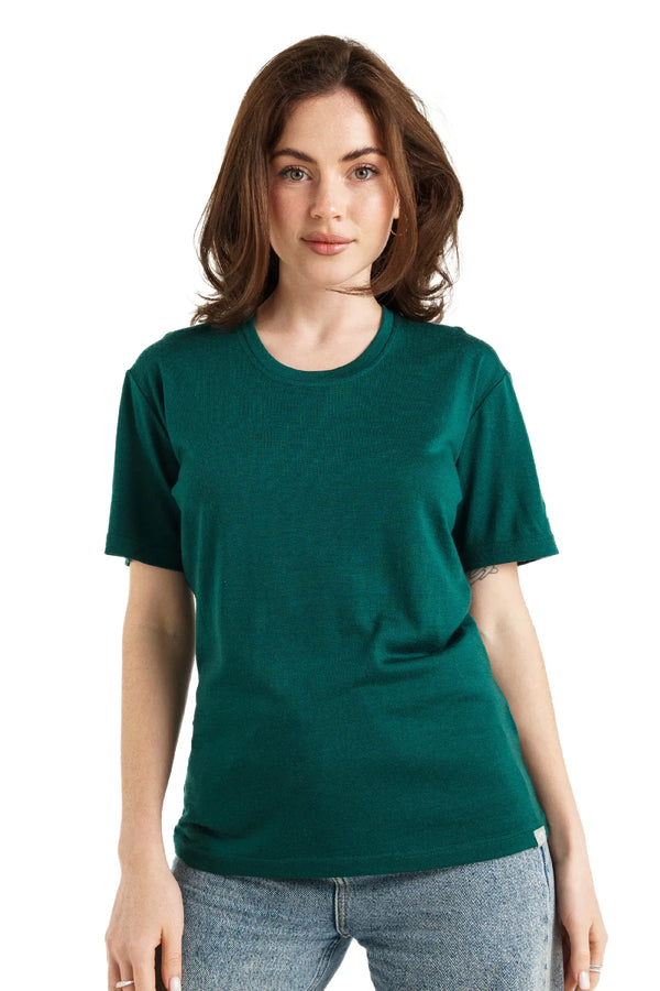 Damen Merino T-Shirt 165 Rainforest Green | Rundhals